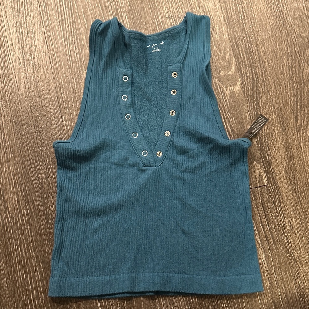 Urban Outfitters Teal Ribbed Tank Top